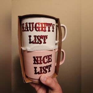 Peppermint and Pine Christmas mugs Naughty Nice List NEW